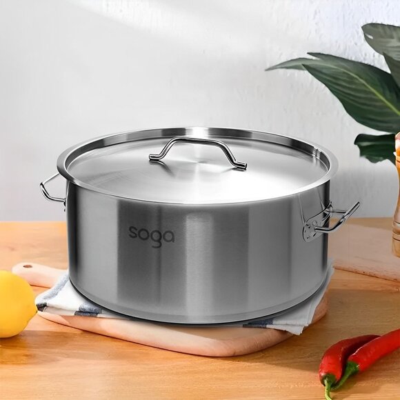 SOGA 23L Stainless Steel Stockpot Compact Heavy-Duty Cooking Pot for Soup & Stew - Picture 1 of 13